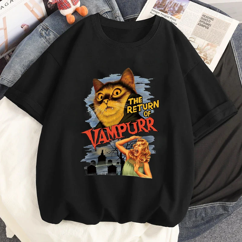 The Return of Vanpurr Cat Printed T-shirt Fashion Women Casual Crew Neck Tshirt Summer Short Sleeve Streetwear TShirt Tops