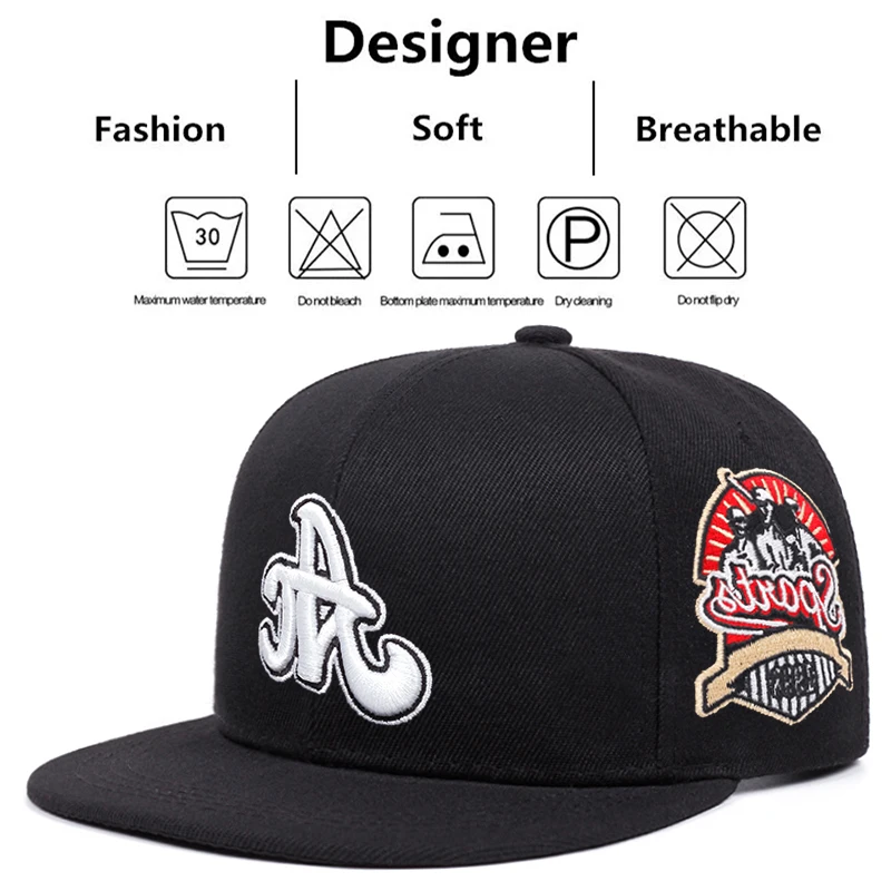 AC list wzór boku haftowana czapka typu snapback męska czapka z daszkiem w stylu hip-hop wszechstronna modna unisex osłona przeciwsłoneczna