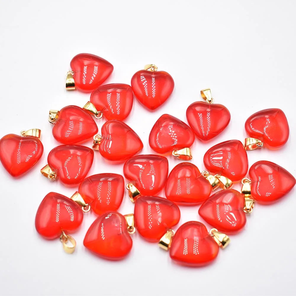 Fashion beautiful red glass crystal heart shape pendants 20mm for DIY jewelry making 24 50 100pcs/lot Wholesale Free shipping