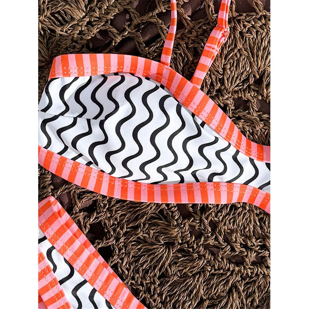 S - XL Wave Brazilian Bikini Damen-Badeanzug, zweiteiliger Bikini-Set, hoher Beinausschnitt, Badebekleidung, Badeanzug, Schwimmanzug V7289 – Detail 4
