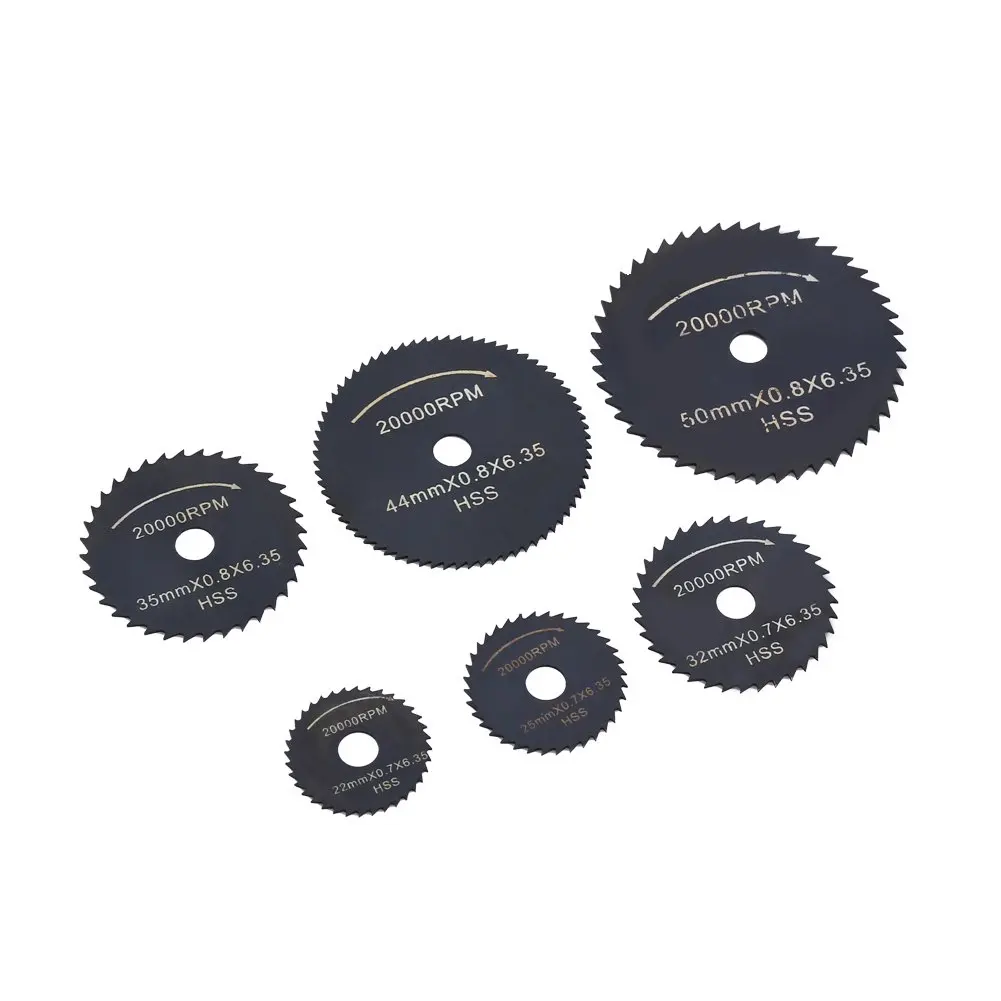 7Pcs HSS Mini Circular Saw Blade Cutting Discs Mandrel Rotary Tool for Wood Plastic Aluminum Cutter Power Tool Kit Drill Mandrel