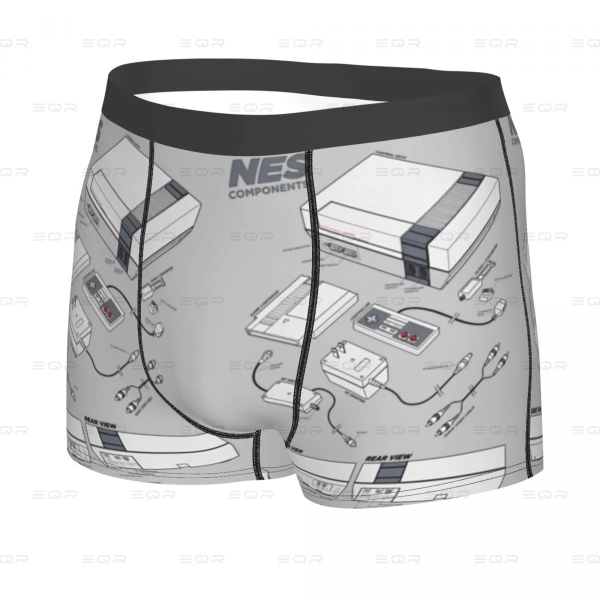 Nintendo NES Controller Parts Schematic Graphic Men's Boxer Briefs,Highly Breathable Underwear,Top Quality 3D Print Shorts