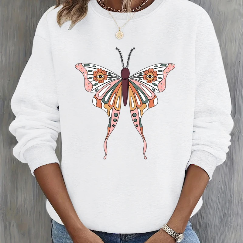 Autumn Sweatshirt Women Gift for Butterfly Lover Butterfly Floral Design Women Sweatshirt Graphic Flower Butterfly Women Hoodie