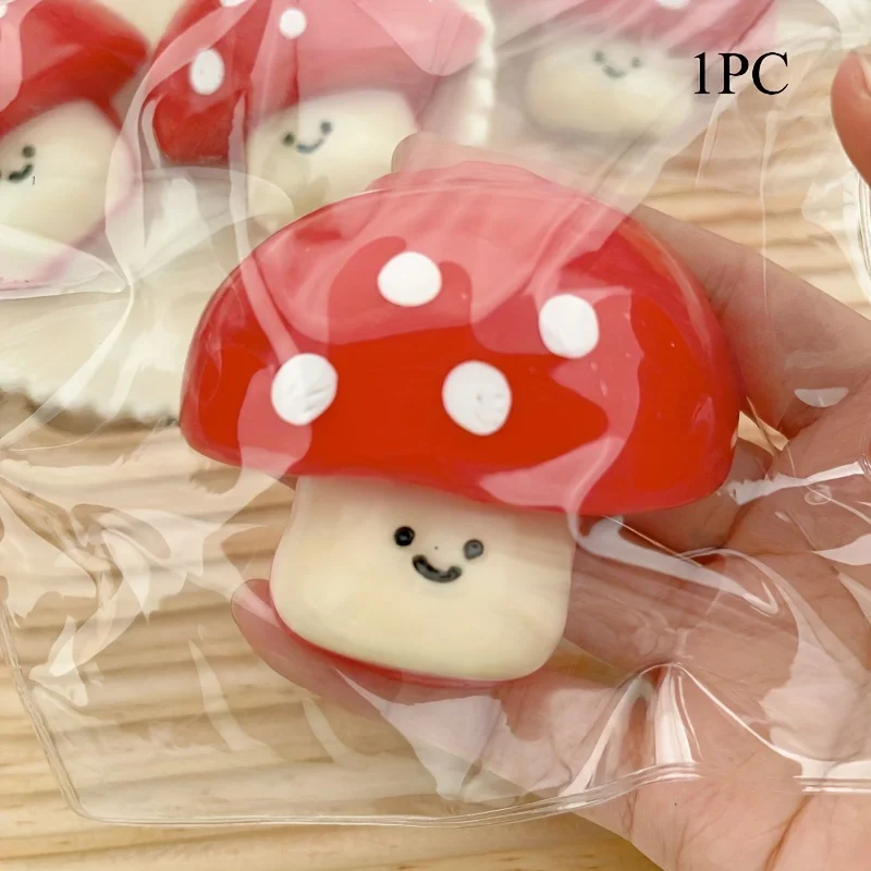 Weiches und kuscheliges Stressabbau-Spielzeug mit rotem Pilz und weißen Flecken – bezauberndes Quetschspielzeug für Jugendliche, Jugendliche und Erwachsene – perfekt