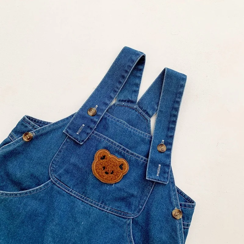 0-3Years Newborn Baby Autumn Clothes Long Sleeve Striped T-shirt Tops Bear Cartoon Denim Suspender Pant Overalls Boy Girl Outfit