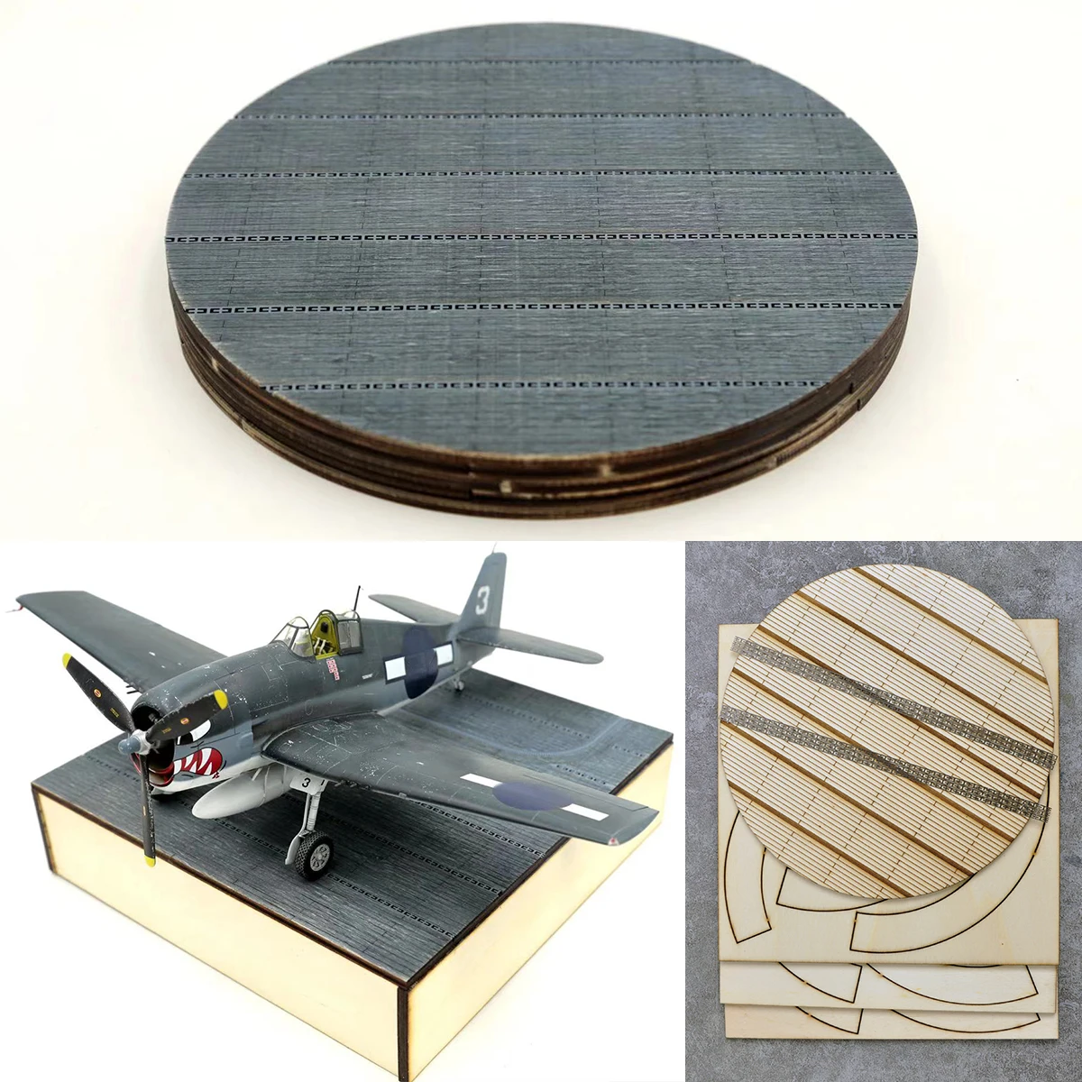 Assemble Aircraft Carrier Deck Wood Display Base Stand Airport Miniature Building Components Diorama Scale Model Kit 1/48 1/72