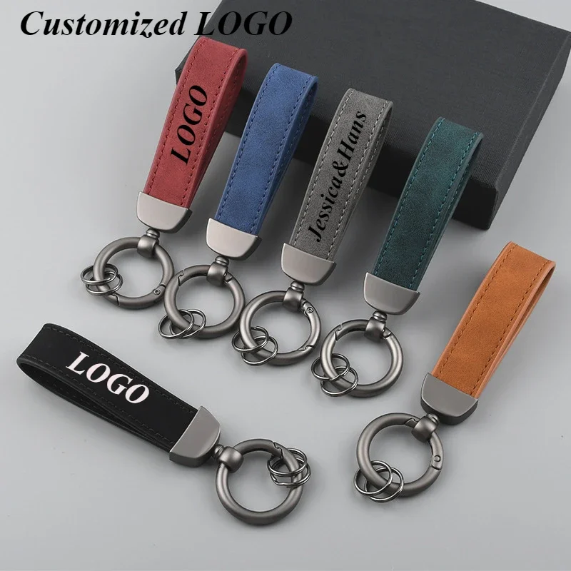 

Custom Logo Fashion Microfiber Leather High-end Car Keychain Chain Personalized Keyring Laser Engrave Key Ring Gift Bulk