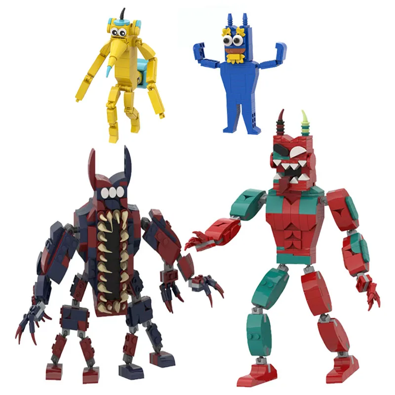 Garten Of Banban 8 الفصل الجديد مزيج أحمر أخضر لعبة مكعبات بناء الوحش، نموذج دمية الوحش ألعاب عيد الميلاد هدايا عيد الميلاد #1