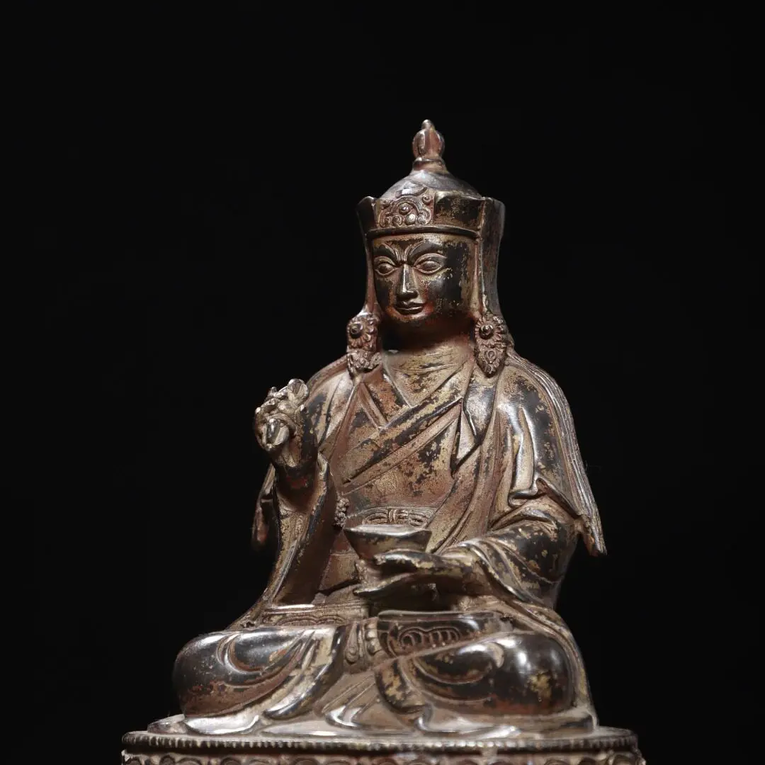 Padmasambhava Guru Rinpoche Pure Copper Gold Plated Antique Tibetan Buddha Home Temple Decor
