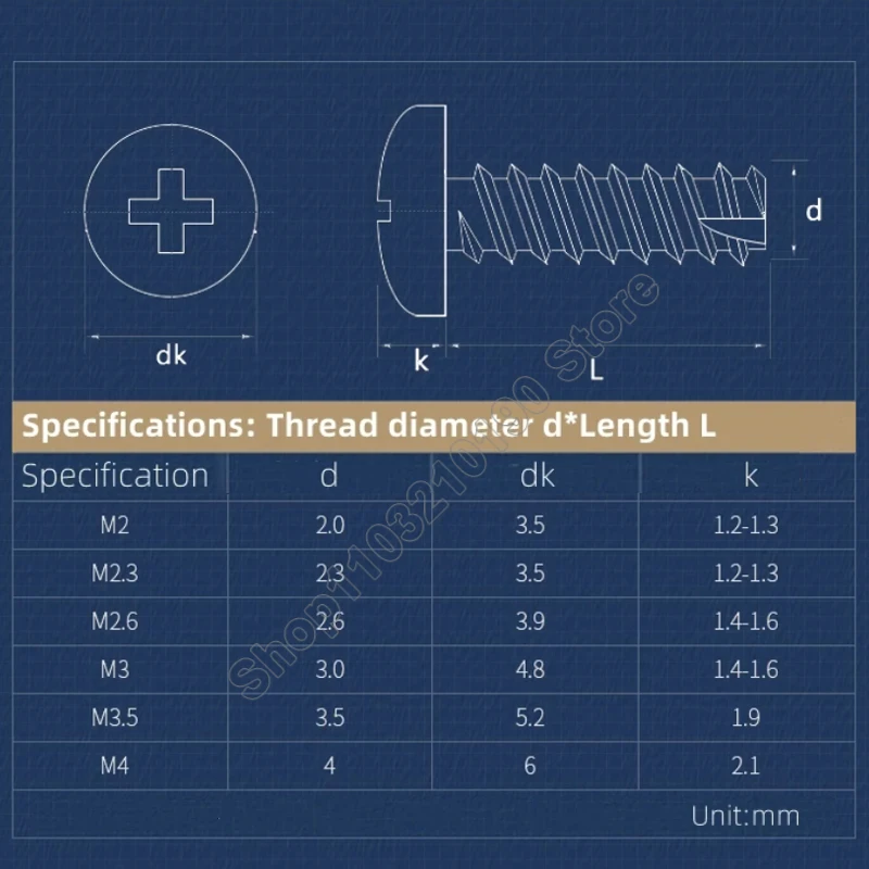 M2 M2.3 M2.6 M3 فيليبس جولة رئيس قطع الذيل الذاتي التنصت المسمار الصليب عموم رئيس شقة الذيل الموضوع قطع المسمار طول 4-16 مللي متر