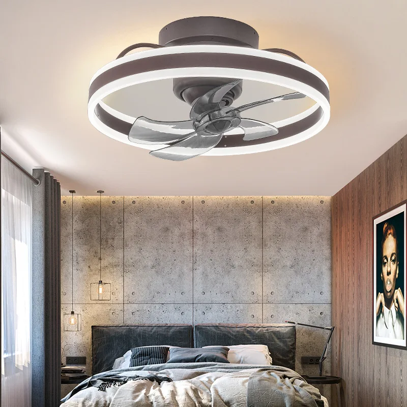 American Minimalist Shaking Head Ceiling Fan Lights Variable Frequency Bedroom Dining Living Room Electric Fan Lighting Fixtures