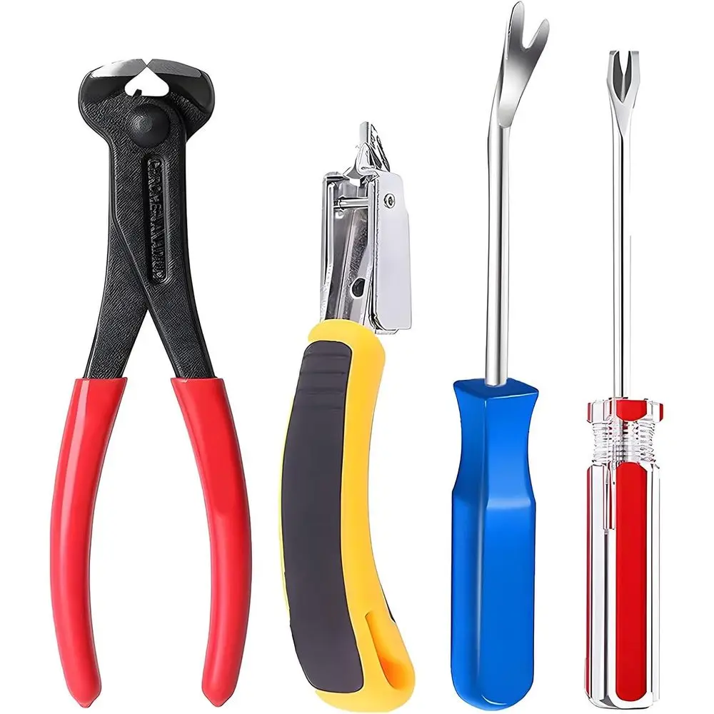 

Staple and Upholstery Nail Removal Tool Set - Tack Puller, Plier, Furniture Floor Repair Kit