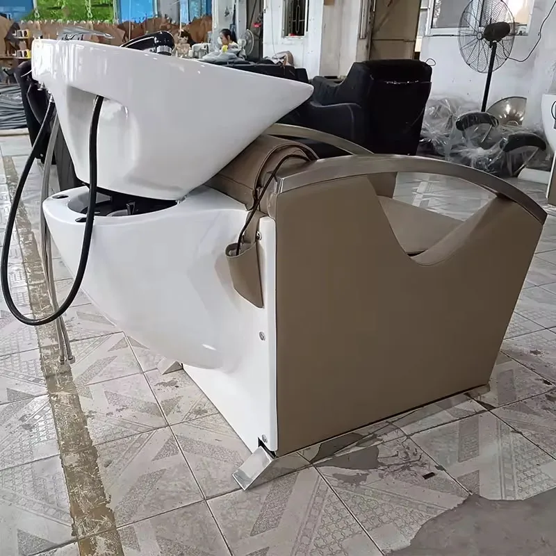 White Sink Shampoo Chair Hair Salon Salon Bowl Shampoo Chairs Salon Furniture