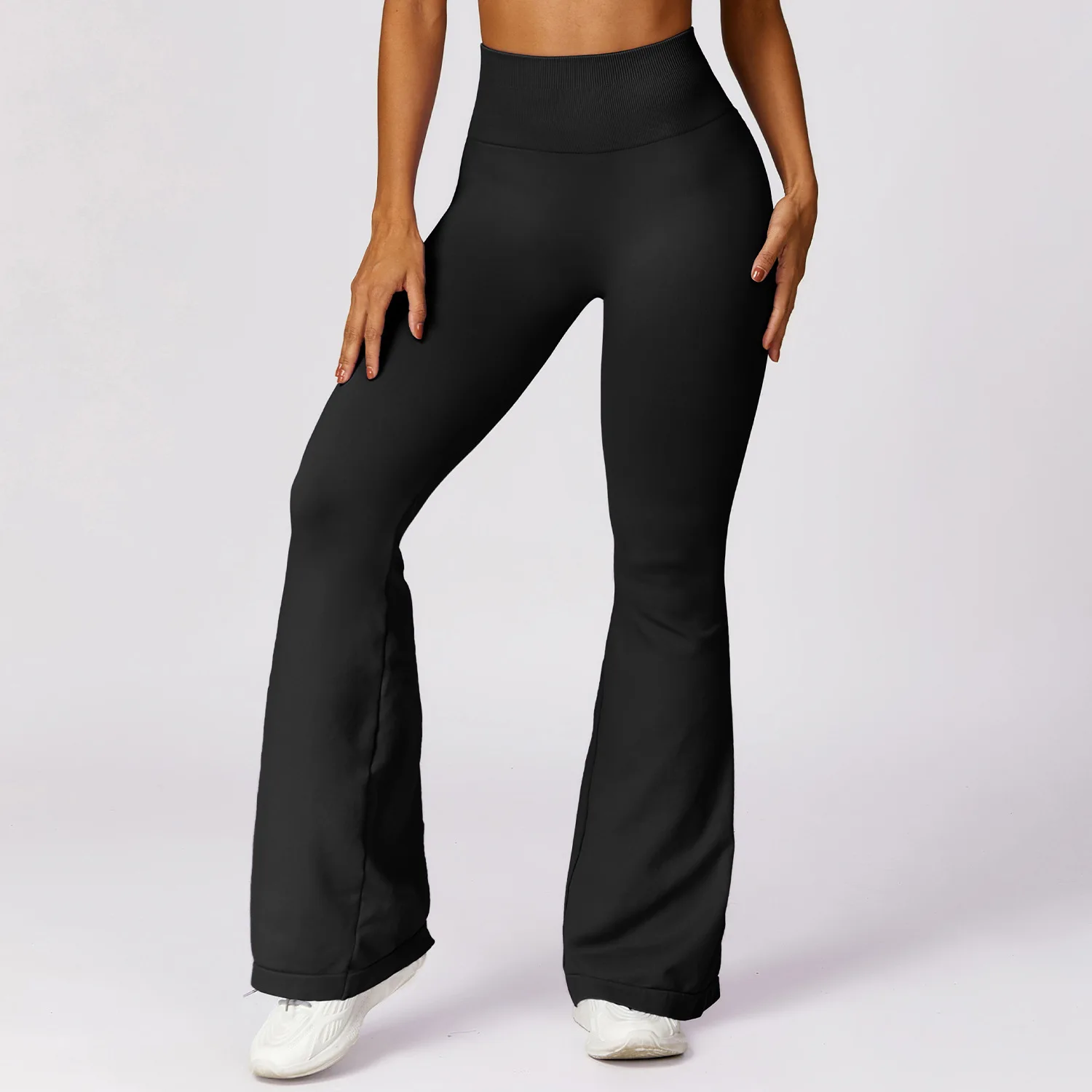 

Женские Бесшовные Брюки-клеш для йоги, спортивная одежда с высокой талией для контроля живота, повседневные спортивные штаны для фитнеса и спортзала
