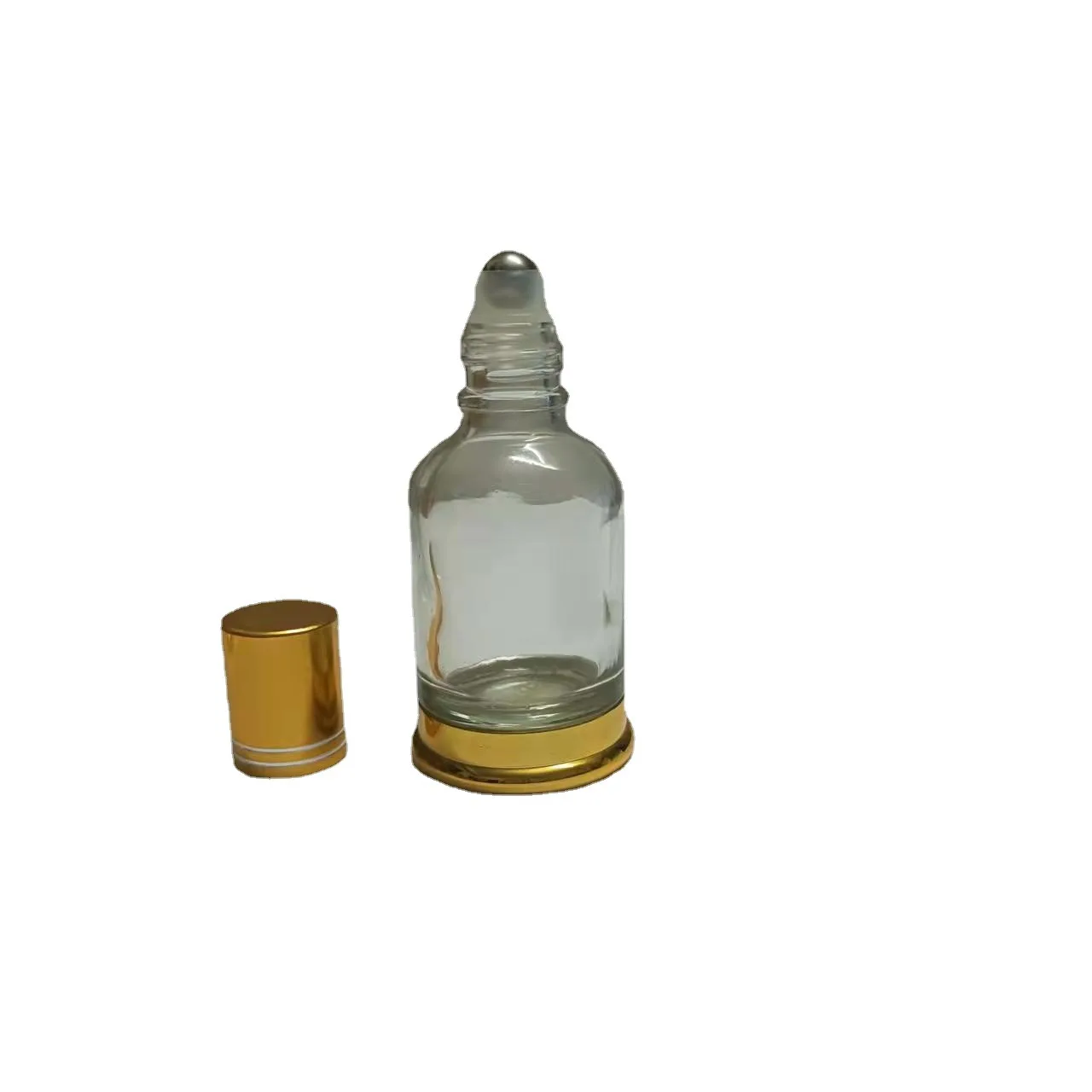 20/30/50ml Clear Glass Essential Oil Roller Bottle with Gold Base for Perfume Aromatherapy Roll on Bottle Cosmetic Container