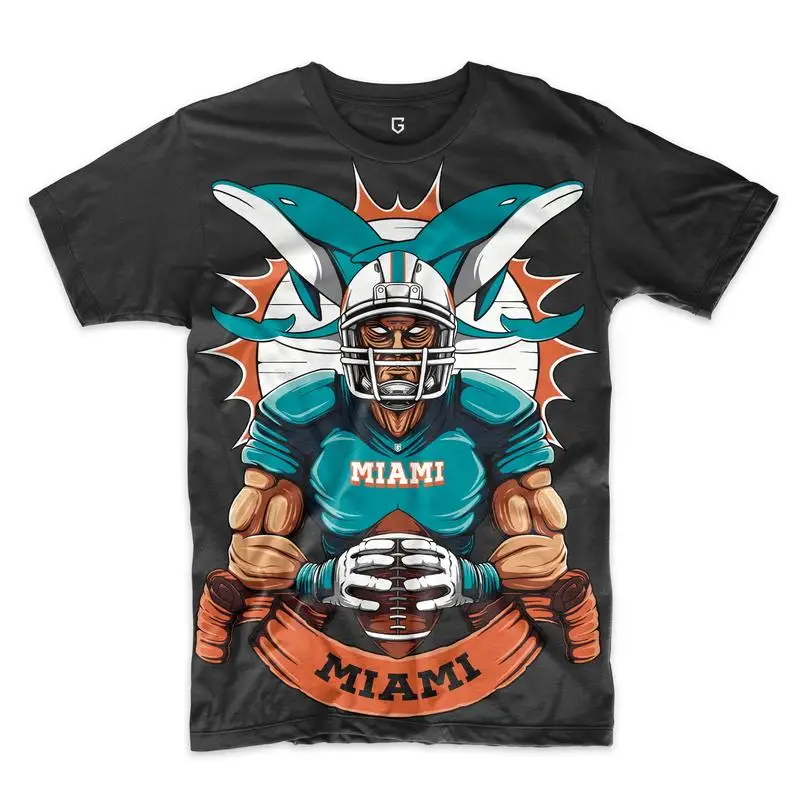 

Miami Football Men's T-Shirt Trendy Men Graphic Tee Plus Women Tshirt Streetwear Oversized Vintage Casual Cotton Unisex Tops