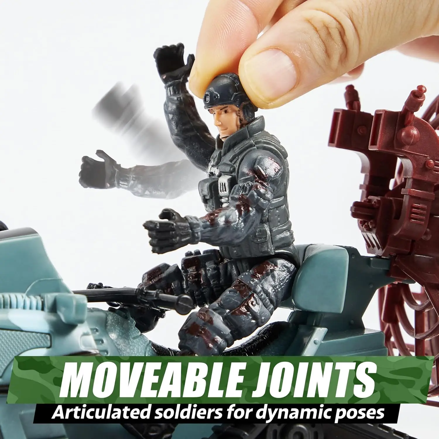 JOYFY Militaire speelgoedset met legerbasis, voertuigen Actiefiguren Wapenaccessoires Helikopter voor kinderen Kerstverjaardagscadeau