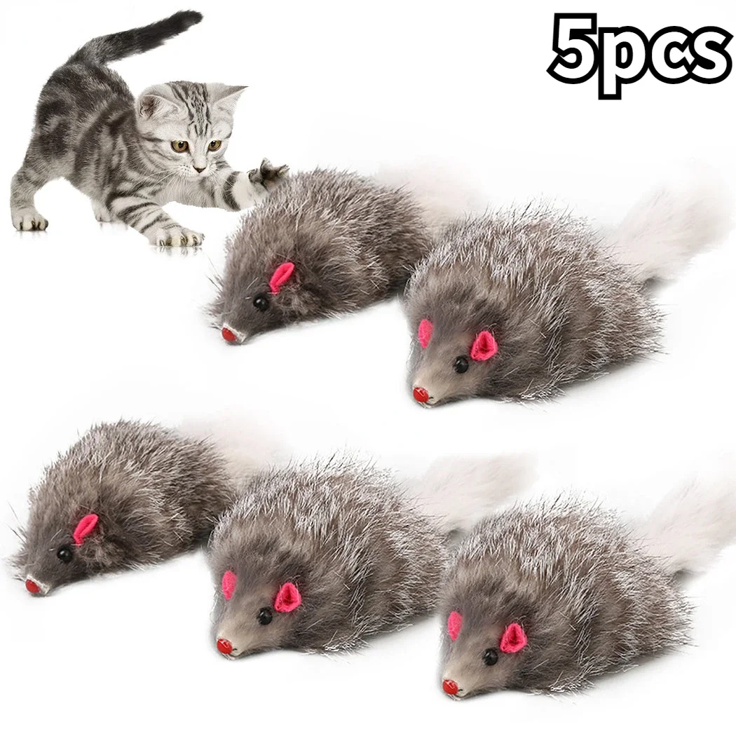 Cat Mice Toys False Mouse Cat Toy Long Tail Mice Soft Real Rabbit Fur Toy For Cats Plush Rat Playing Chew Toy Pet Supplies