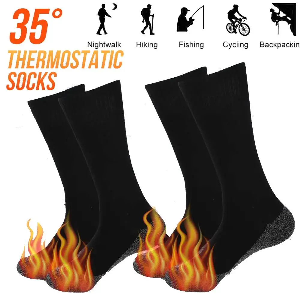 1-2Pairs Winter Self-Heating Socks for Men Women Thermal Heated Socks Elastic Anti-Slip Foot Warmer Outdoor Ski Tube Sock