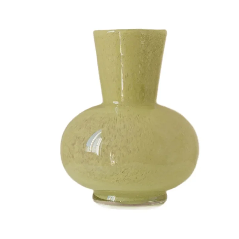 

Green quicksand glazed vase ornament light luxury high sense living room desktop water raising flower arrangement decoration