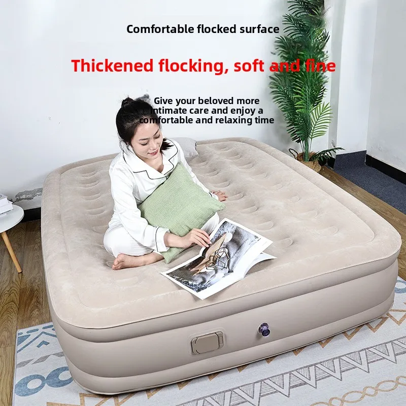 Inflatable bed, heightened and thickened flocking automatic inflatable mattress
