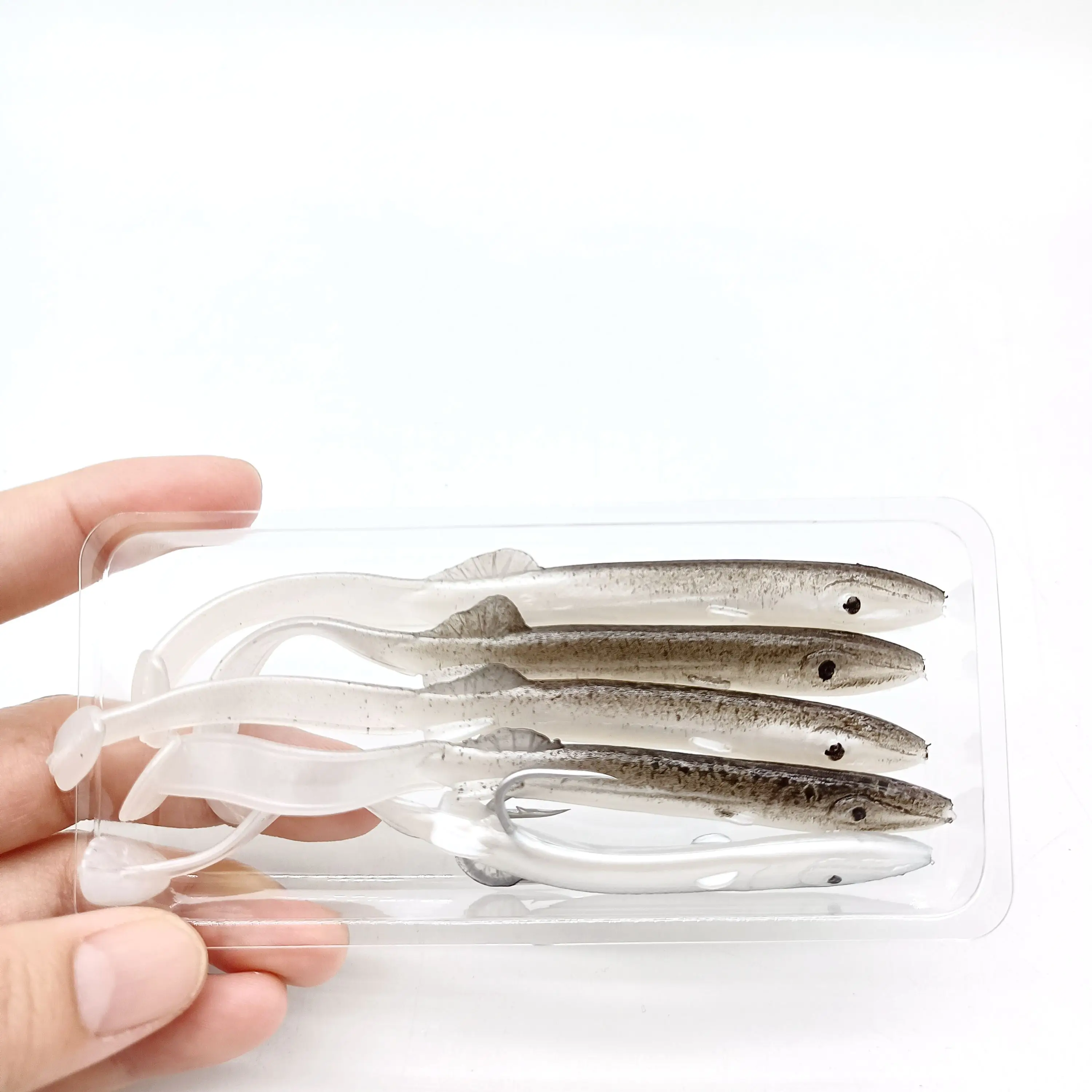 DUODUOYU 5PCS 장어 Shad 낚시 미끼 115mm/4g 날카로운 후크가있는 부드러운 미끼베이스 낚시 장비 싱커 소프트 미끼 Wobblers Pesca