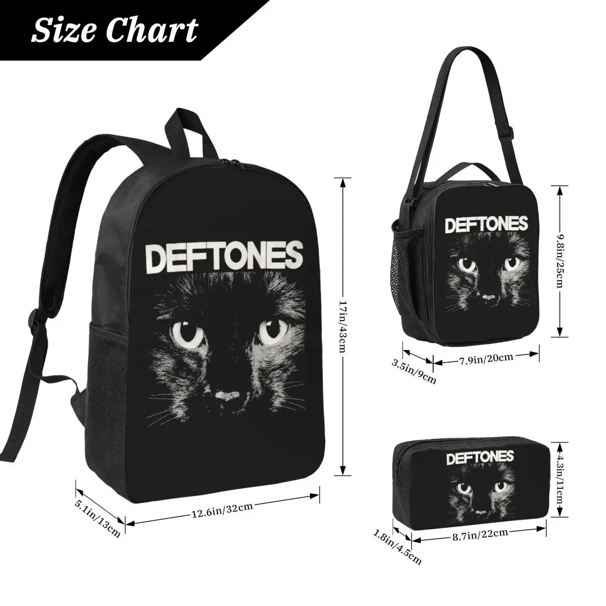 Deftones Music Metal Band Nes Legend Awesome Art Backpack BookBag School Bag Shoulder Bags 3ps Insulated Lunch Bag Pencil Case