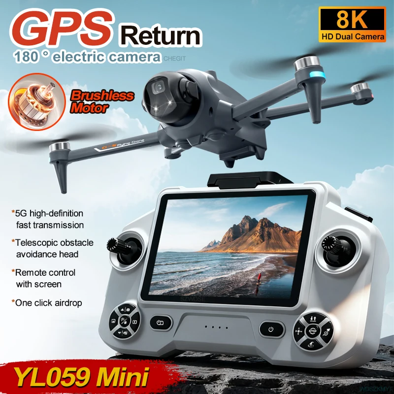

Дрон YL059 8K Профессиональный 5G GPS HD Двойная камера Фотография Airdrop Бесщеточный складной квадрокоптер RC Расстояние 3 км Дроны Игрушки