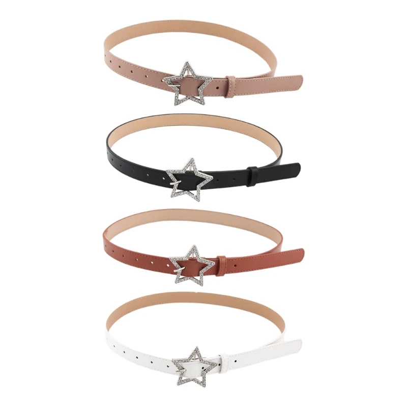 

Fashion Hot Girls Star Buckle Waist Straps Solid Color Belt All-match Coat Dress Ladies Thin Formal Waistband