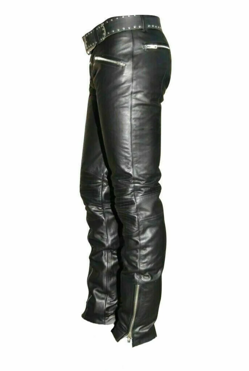 Mens Leather Pant 100% Real Lambskin Leather Biker Leather Jeans Pants