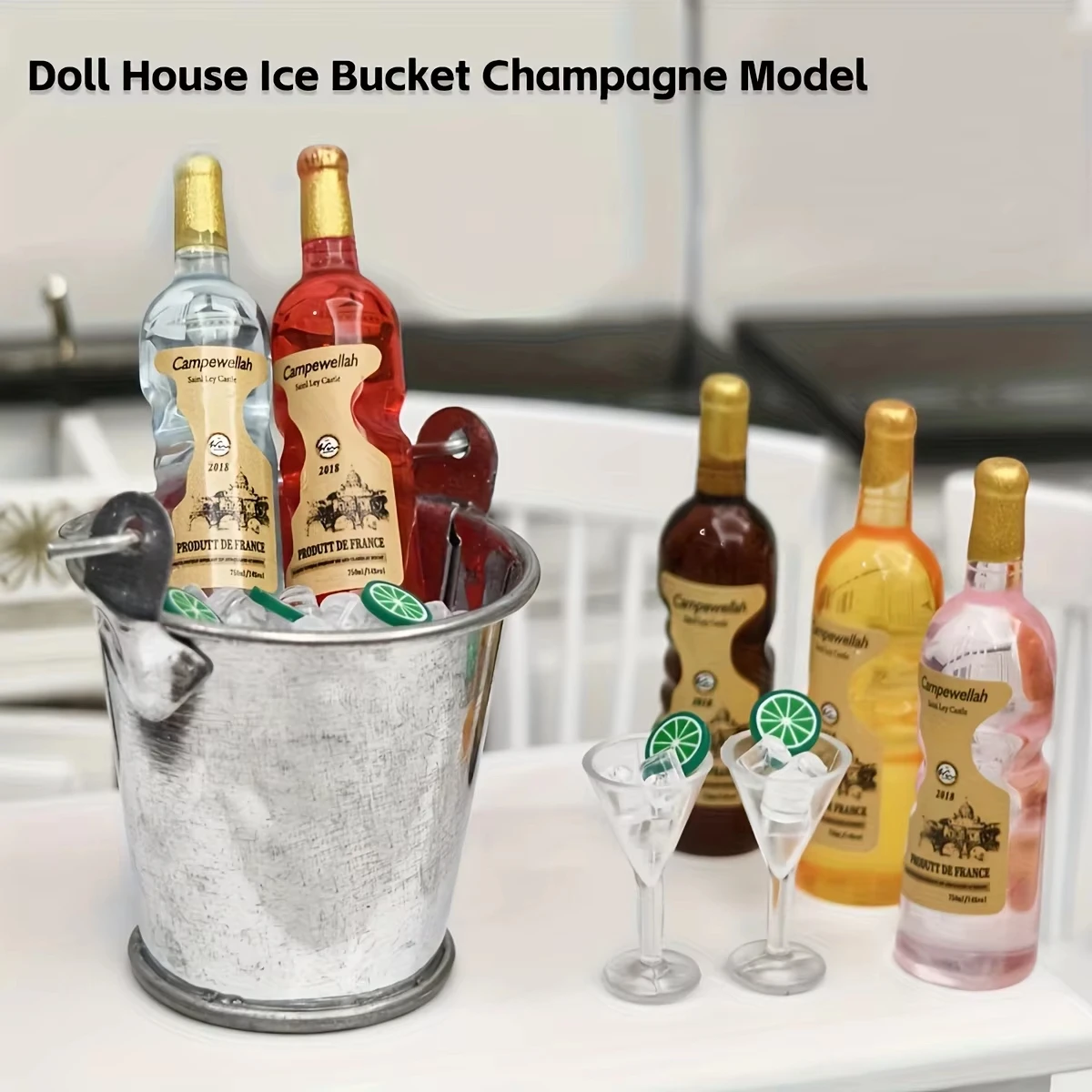 Miniature Cocktail Ice Bucket Accessories Set Dollhouse Party Toys Compact Bar Supplies for Scale Models