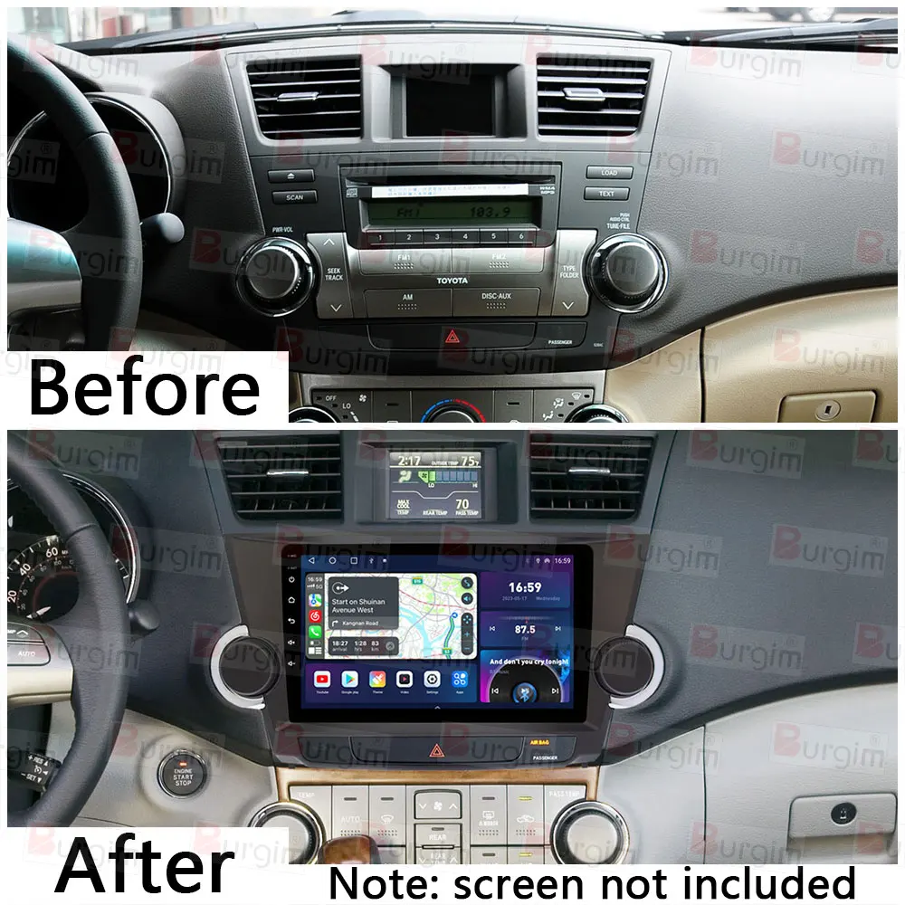 Car Radio Fascias Frame For Toyota Highlander 2 XU40 Kluger 2007-2013 9 inch 2DIN Stereo Panel Harness Wire Power Cable Canbus