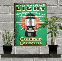 Coleman latarnia lampa kuchenka kempingowa boże narodzenie metalowy znak plakat na ścianę dekoracje ścienne Home Office Bar Pub sklep garaż