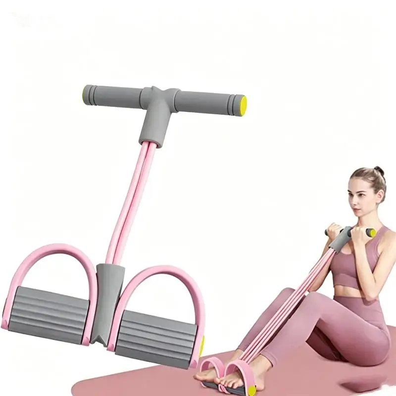 Hot Sale 4-Tube Resistance Bands Yoga Pedal Puller Elastic Pull Rope Fitness Equipment For Abdomen Waist Arm Training