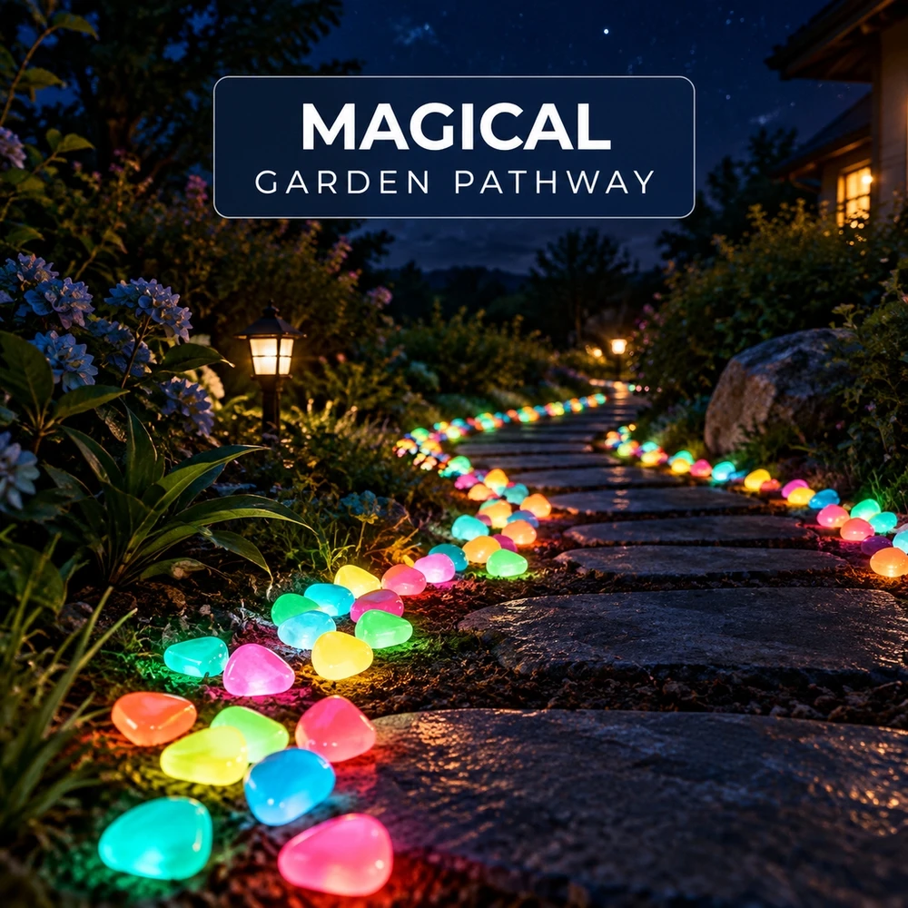 Luminous Resin Pebbles 203 Pack Glow in the Dark Rocks Light Activated Random Colors for Aquarium Bedding