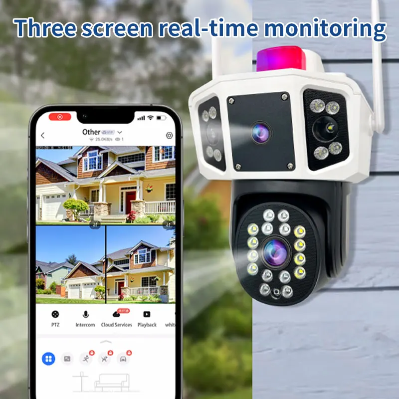 Yoosee 4MP Dual Lens Wireless PTZ IP Dome Camera Full Color AI Humanoid Detection Security Baby Monitor with 3 Picture View APP