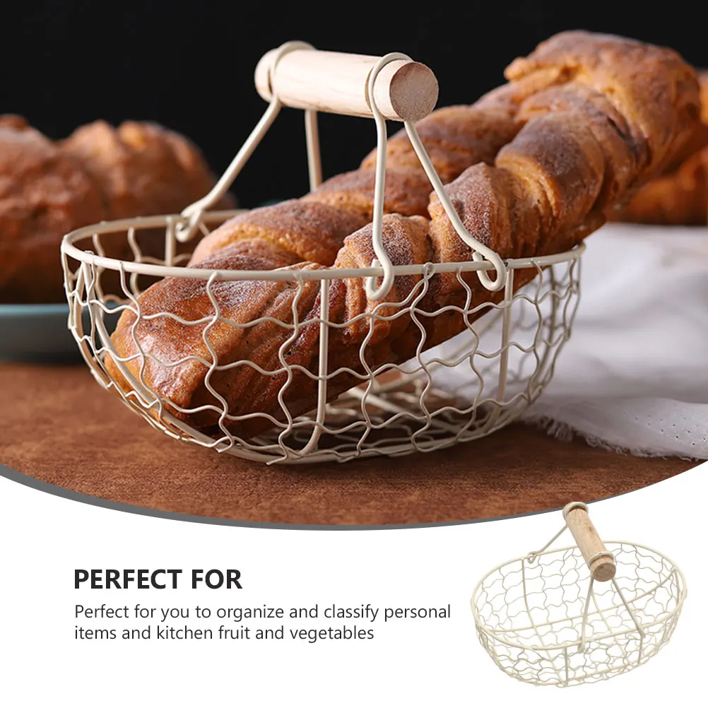 

1pc Iron Storage Basket Fruit Container Decorative Kitchen Organizer Bread Basket for Bedroom Porch Use Geometric