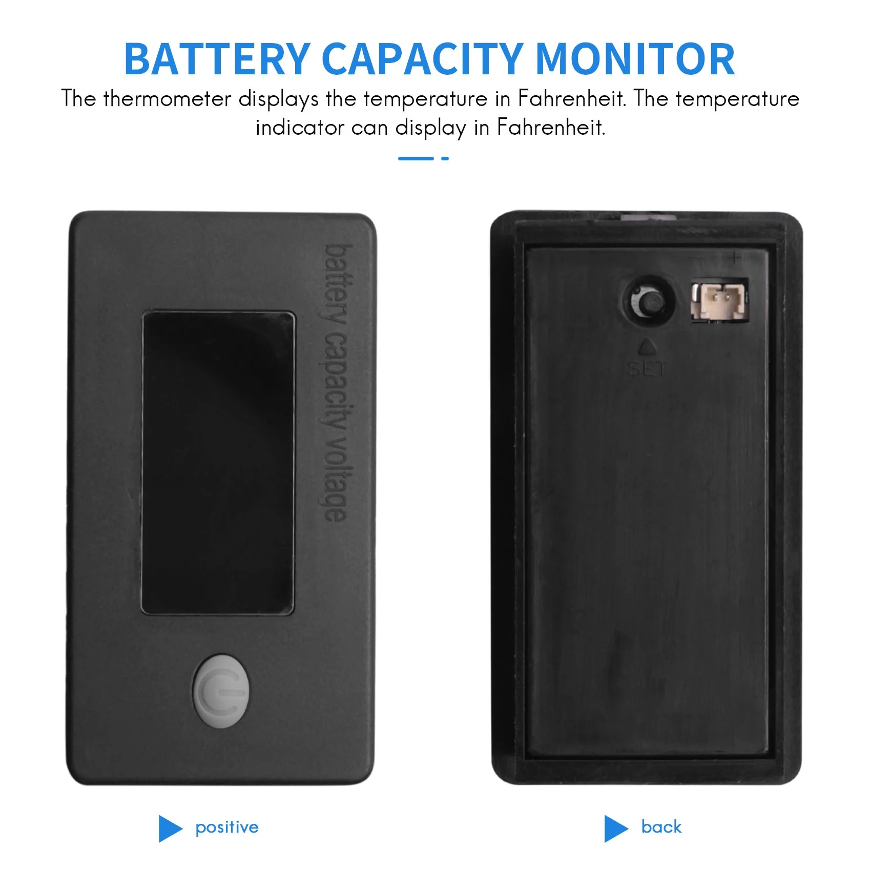 Battery Capacity Monitor,10-100V Battery Meter, 12V 24V 48V Percentage Voltage Fahrenheit Temperature Indicator Meter