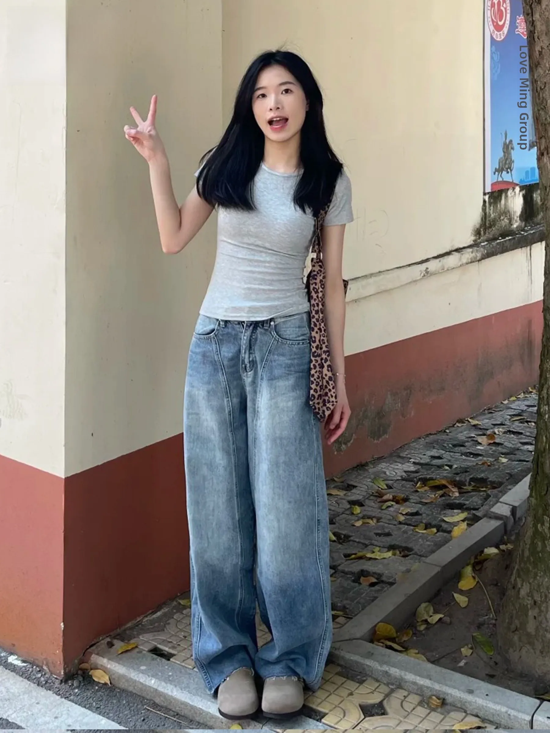 

Ретро-джинсы с широкими штанинами для женщин: модные, свободные, стройнящие, в уличном стиле, с высокой талией, повседневные, весенние