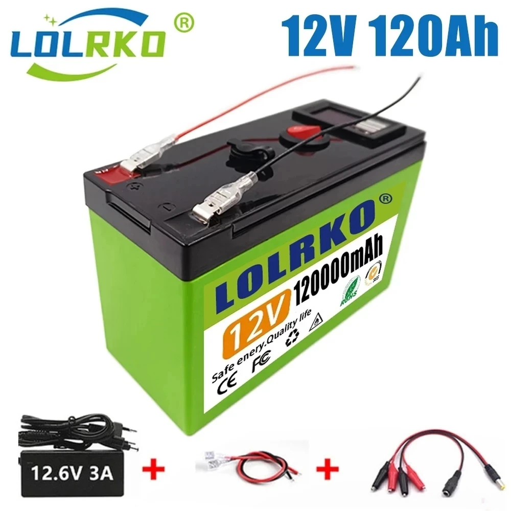 

2024 Upgraded 12v 120Ah 18650 Li Ion Battery Electric Vehicle Lithium Battery Pack 12V 120Ah Built-in BMS 80A High Current