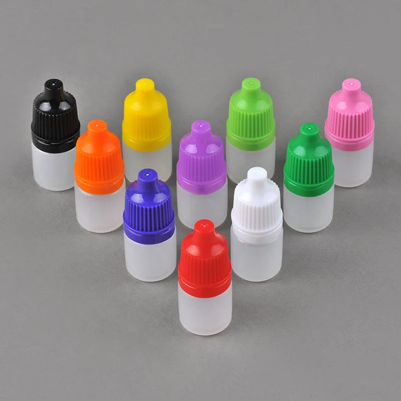 500 pz 2 ml/3 ml Mini Colore Coperchio Occhi Contagocce Liquido Bottiglie Riutilizzabili Vuote di Plastica Comprimibili FAI DA TE Trasparente Gocce Per Gli Occhi contenitori