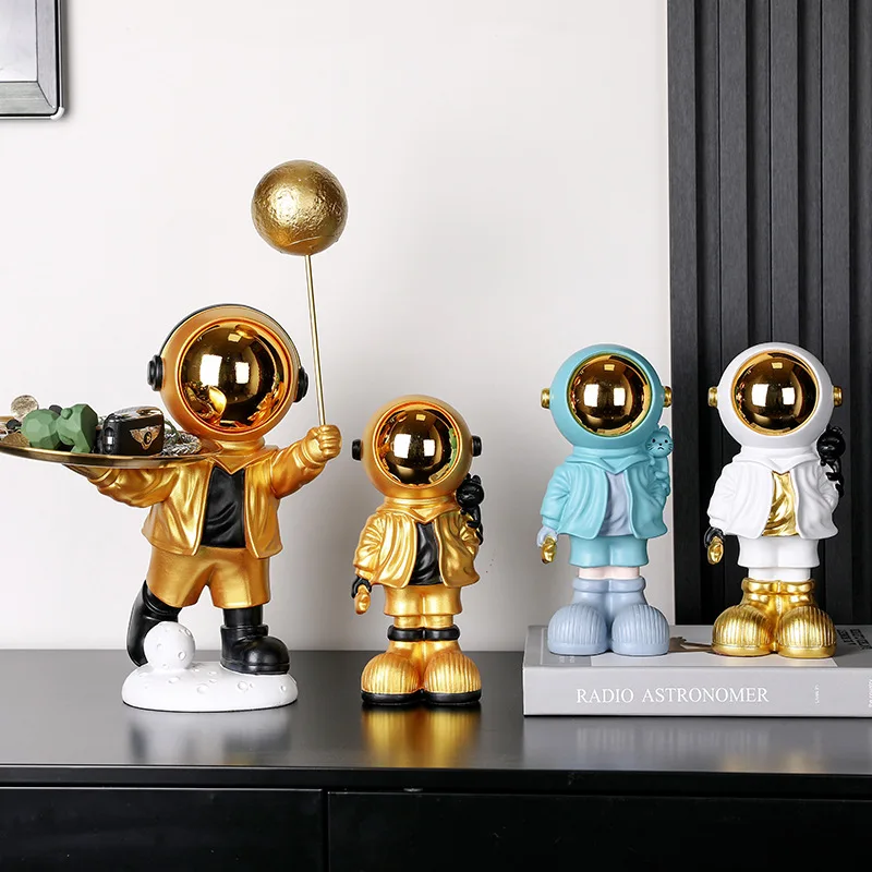 Home Decoration Accessories Astronaut Tray Statue Home Decor Astronaut Spaceman Sculpture Table Storage Ornaments Figurine