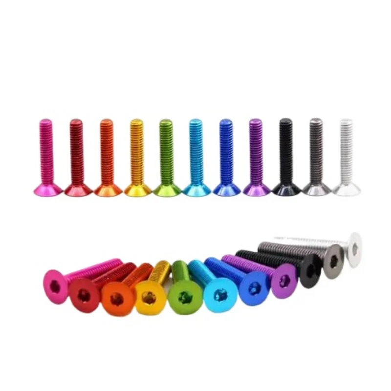 10pcs M3 M4 M5 Colourful Aluminum Alloy 7075 Hex Hexagon Socket Flat Machine Screw Bolts Countersunk Allen Screw