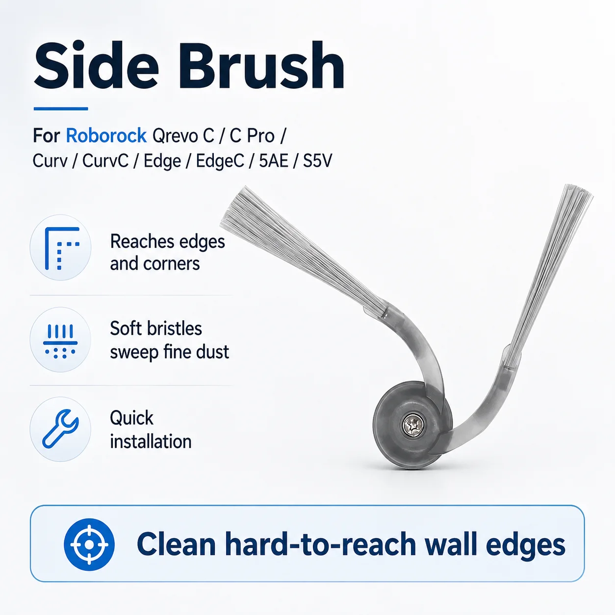 Fit for Roborock Qrevo C/Curv/CurvC/CurvC PRO/Edge/EdgeC/5AE/S5V/S5X/5AI/5XC Main Side Brush Dust Bag HEPA Filter Mop Pad Parts