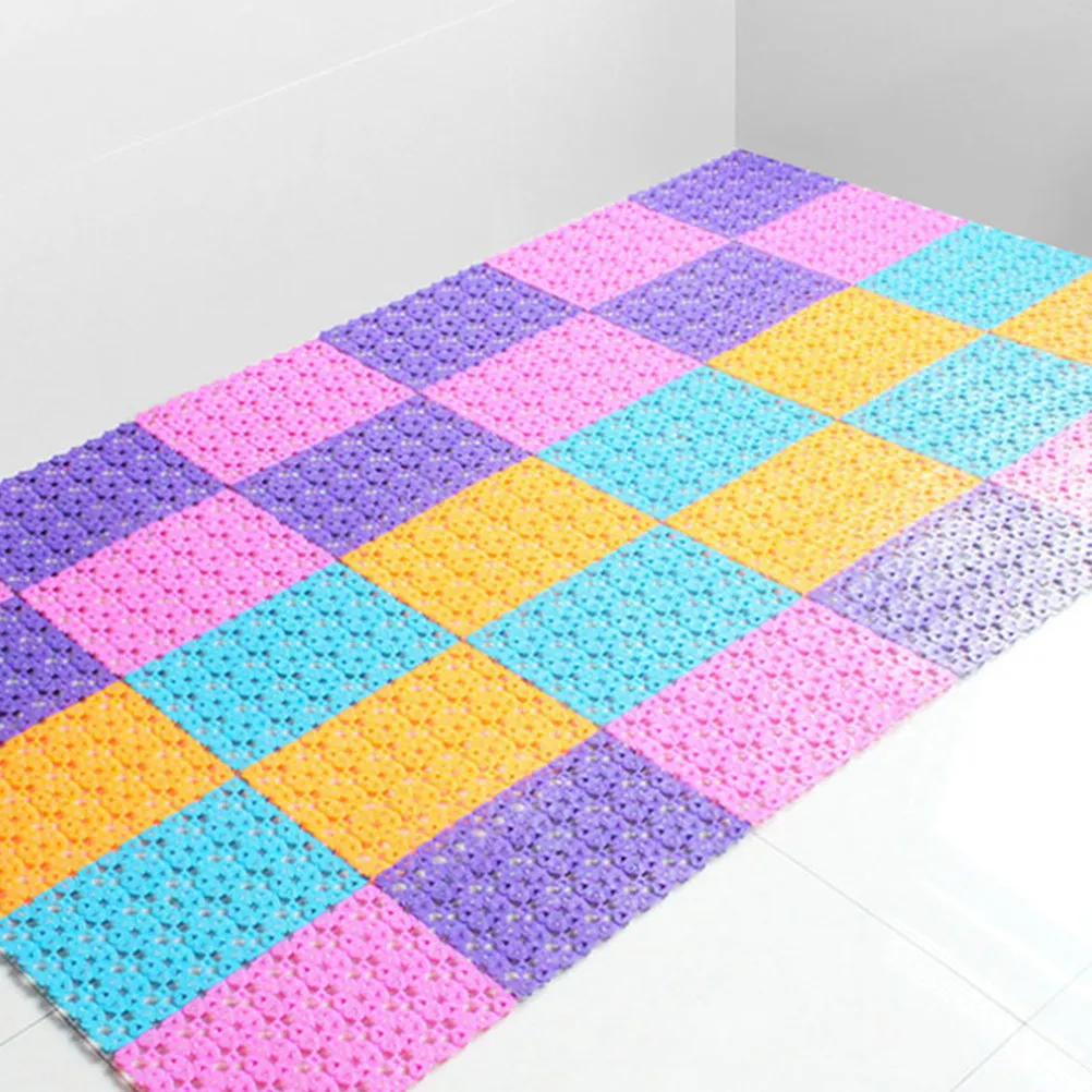 Bathroom Anti Slip Mats 10Pcs Hollow Drain Shower Bathtub Floor Pads Comfortable Stable for Home Use