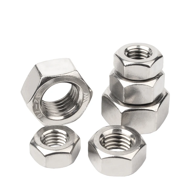 5/ 10/ 20/ 50pcs 304 Stainless Steel Hex Hexagon Nut DIN934 M1 M1.2 M1.4 M1.6 M2 M2.5 M3 M3.5 M4 M5 M6 M8