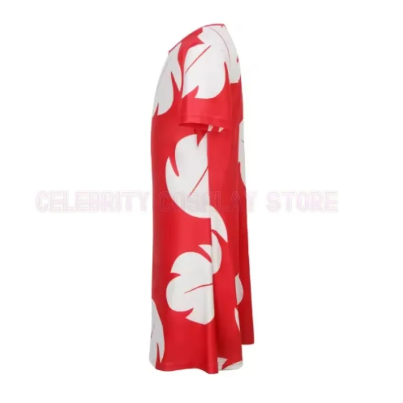 

Lilo Dress Women Girl Red Dress with Leaf Printed Summer Beach Hawaiian Clothing Halloween Carnival Pelekai Costumes for Adult