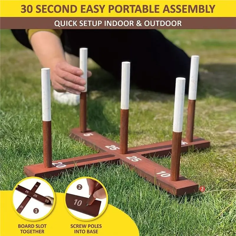 CGDS-Rustic Ring Toss Game-Extra Games Included-Easy Setup& Outdoor Game For Adults Activity