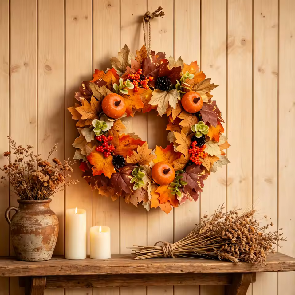 45cm Fall Maple Leaf & Berry Wreath