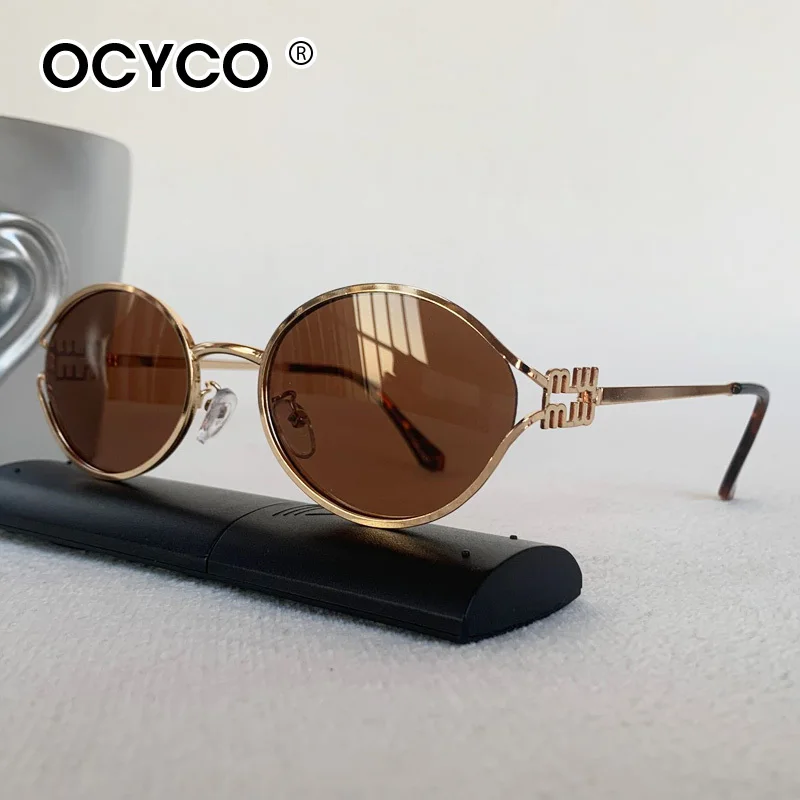 OCYCO 2026 Neue Ausgehöhlte Ovale Sonnenbrille, Mehrschichtiges Clip-On-Design, Y2K Retro-Stil, Modisches Statement für Fotoaufnahmen